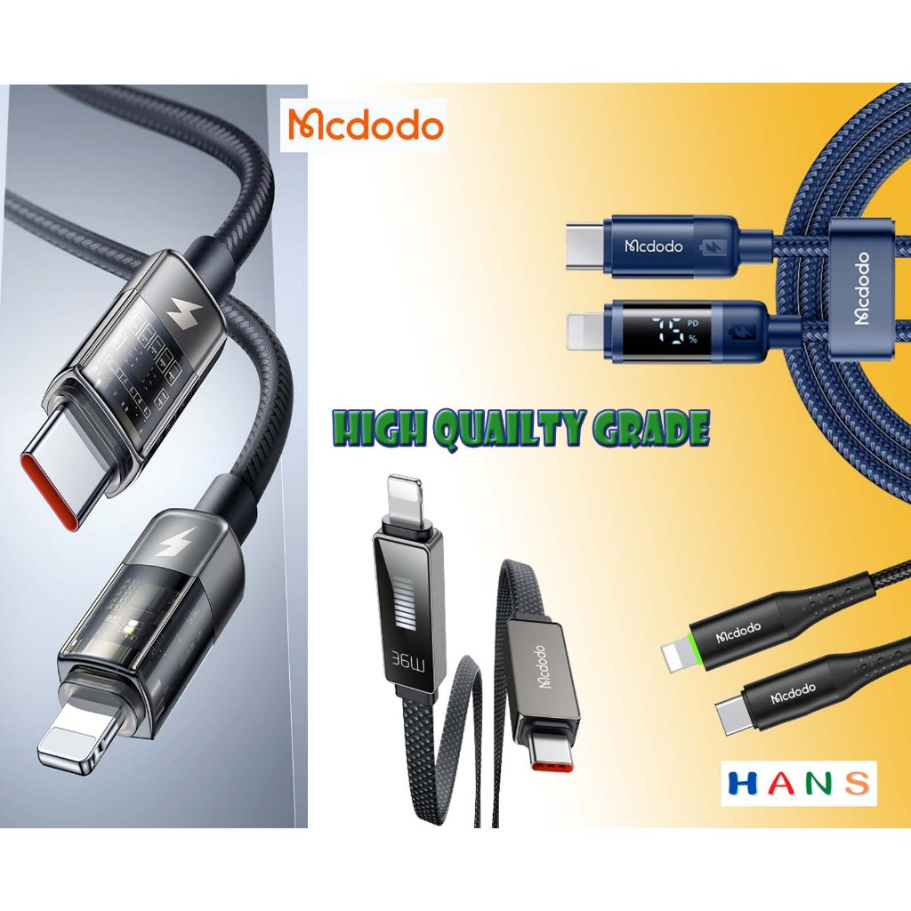 Mcdodo สายชาร์จPD type C to IP. Auto Disconnect Shark Series PD charge Max.36W Fast charge
