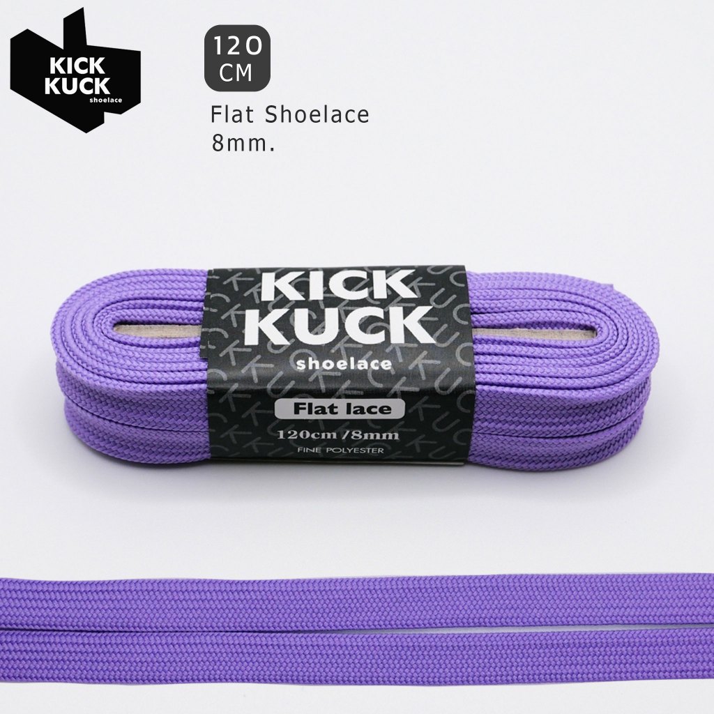 (หนา2ชั้น ไม่บาง สีใหม่28สี) (KICKKUCK) เชือกรองเท้า (คิกคัก) (ทรงแบน) 120 cm. สำหรับรองเท้ากีฬาและลำลอง มาตรฐานส่งออก