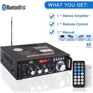 เครื่องขยายเสียง 600W แอมป์จิ๋ว สเตอริโอHIFI ไร้สายบลูทูธ วิทยุ FM USB แฟลชไดรฟ์ SD CARD BT-298A