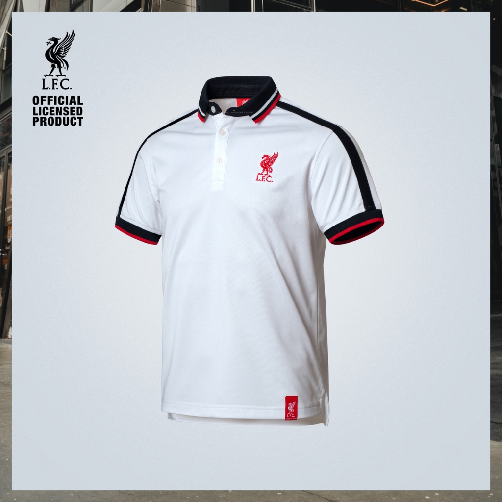เสื้อโปโลแขนสั้น Liverpool รุ่น P086 สีขาว