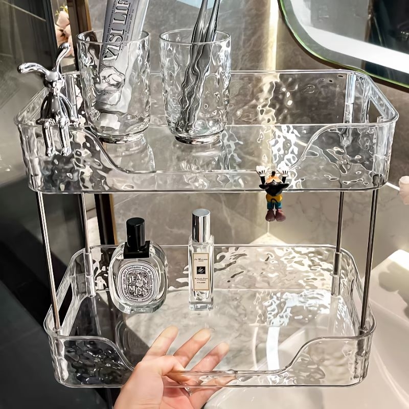 ชั้นวางของ 2 ชั้น อะคริลิคใส ถอดได้ ใช้งานได้หลายแบบ ชั้นวางเครื่องสำอางค์ สกินแคร์ เครื่องเขียน - รูปที่ 3