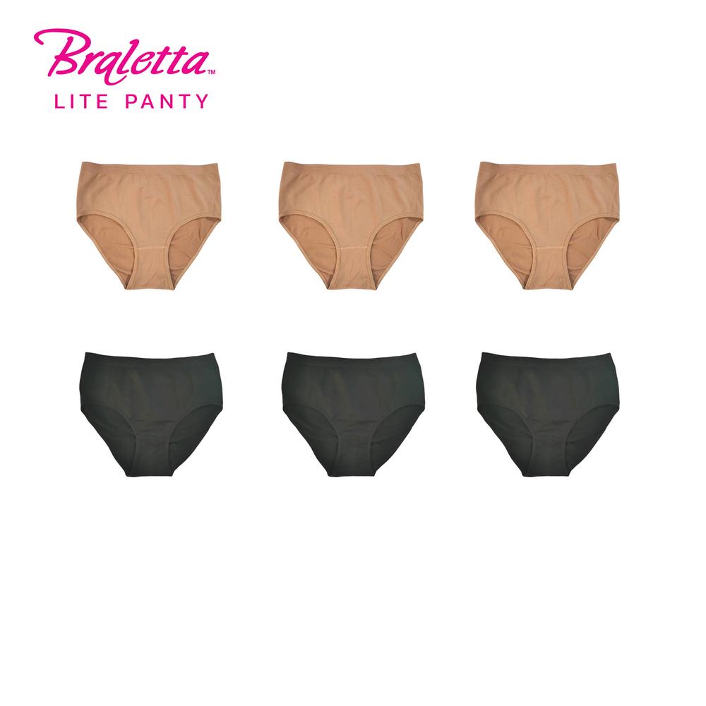 Braletta Lite Panty 6 pcs pack กางเกงใน บราเล็ทธา ไลท์ ผ้าทอ Seamless สวมสบาย ผ้านุ่ม กระชับก้น ขนาดฟรีไซส์ แพ็ค 6 ตัว