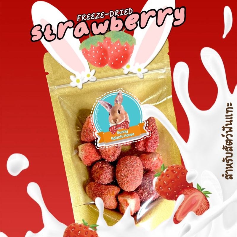 🔥ลด50%ในlive🔥สตรอเบอร์รี่ฟรีซดราย หอม กรอบ ไม่ปรุงแต่ง ผลไม้เสริมวิตามินสำหรับสัตว์เลี้ยงฟันแทะทุกชนิด
