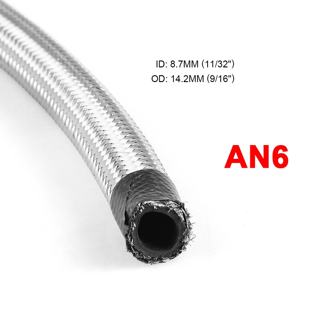 (ขายเป็นฟุต) AN6 รูใน 8 มิล stainless steel braided สแตนเลสถัก สายถัก สายถักเทอร์โบ สายถักท่อยาง ถักใน แบบพิเศษ D-MAX 30