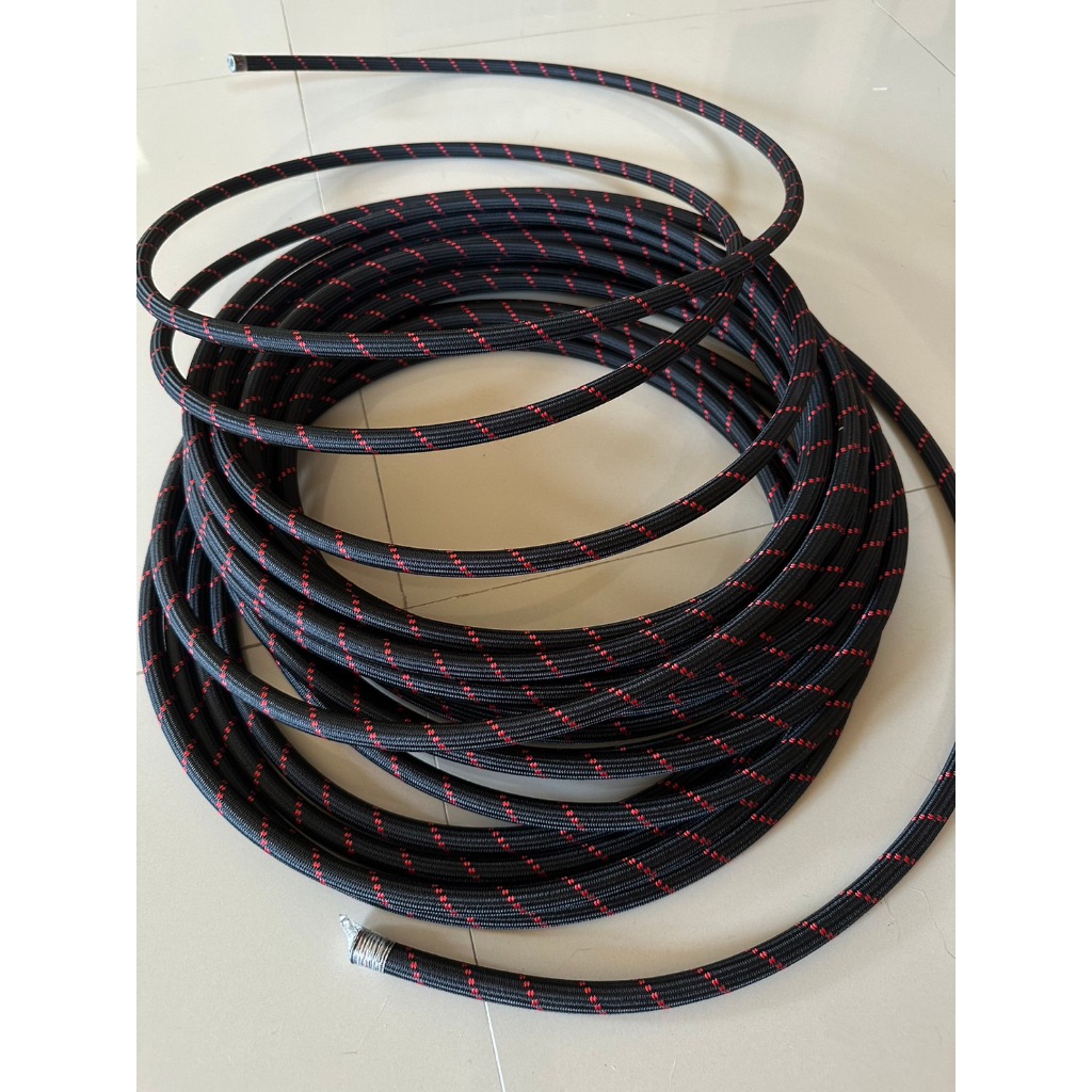 (ขายเป็นฟุต)AN6 รูใน 8 มิล สีดำแดง PTEF สายถักคาร์บอนไฟเบอร์  สายถัก สายถักเทอร์โบ สายถักท่อยาง ถักใ