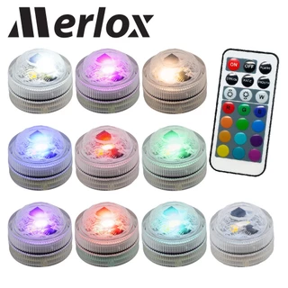 Merlox ไฟสระว่ายน้ำ ใต้น้ำ LED 0.2W RGB+WH+WW #23185 มีรีโมทควบคุม โคมไฟใต้น้ำ IP68 ไฟตกแต่งตู้ปลาน้ำ ในน้ำ บ่อปลา