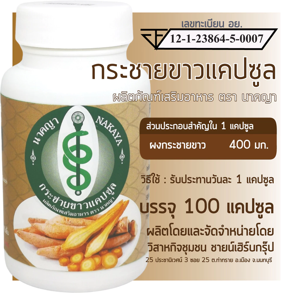 กระชายขาวผง 100 แคปซูล กระชายขาวผงอัดแคปซูล กระชายขาวแคปซูล