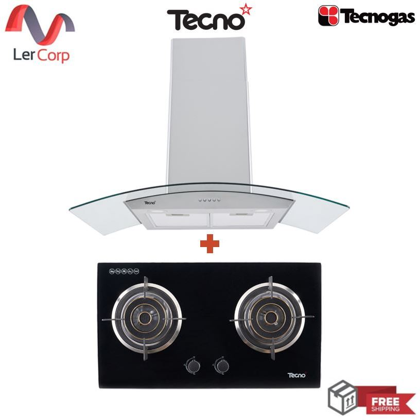 Tecno TNS HD 502 B 900 เครื่องดูดควันติดผนัง ขนาด 90 ซม. ระบบดูดอากาศ 1000 ลบ.ม./ชม. ตัวกรองอลูมิเนียม