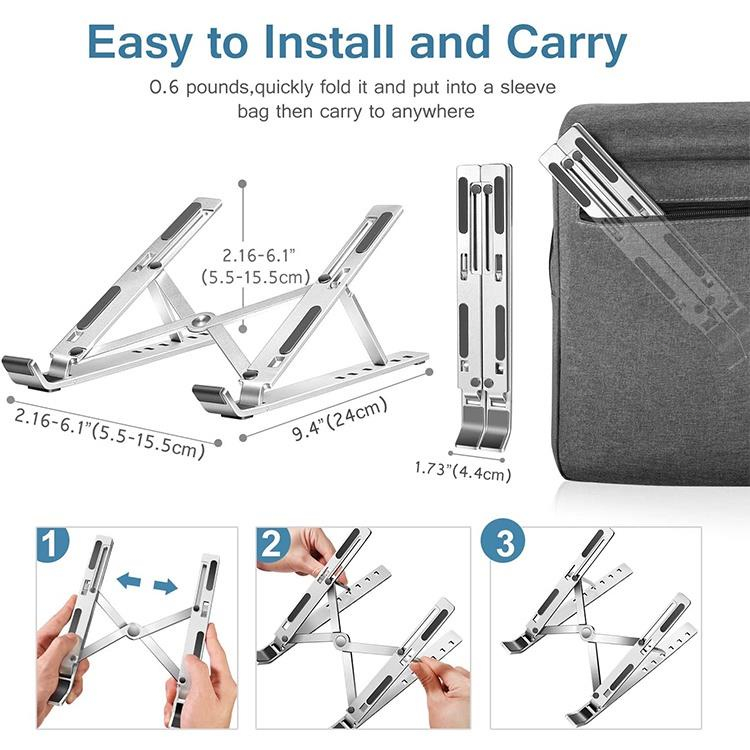 Laptop Stand อลูมิเนียม แท่นวางโน๊ตบุ๊คพับเก็บได้ ขาตั้ง แล็ปท็อป ขาตั้งโน๊ตบุ๊คพกพา Laptop Holder ที่วางคอมพิวเตอร์บนโต