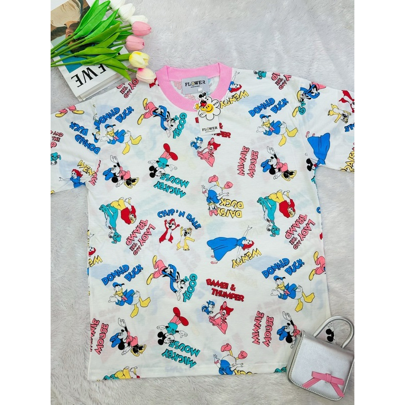 เสื้อยืดOversize(FLOWER)ผ้าพิมพ์ลาย