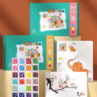 12 สี /24 สี วาดรูปด้วยนิ้วมือ Finger paint ศิลปะ วาดรูป ระบายสี แบบฝึกหัดการรับรู้สี ทำความสะอาดง่าย