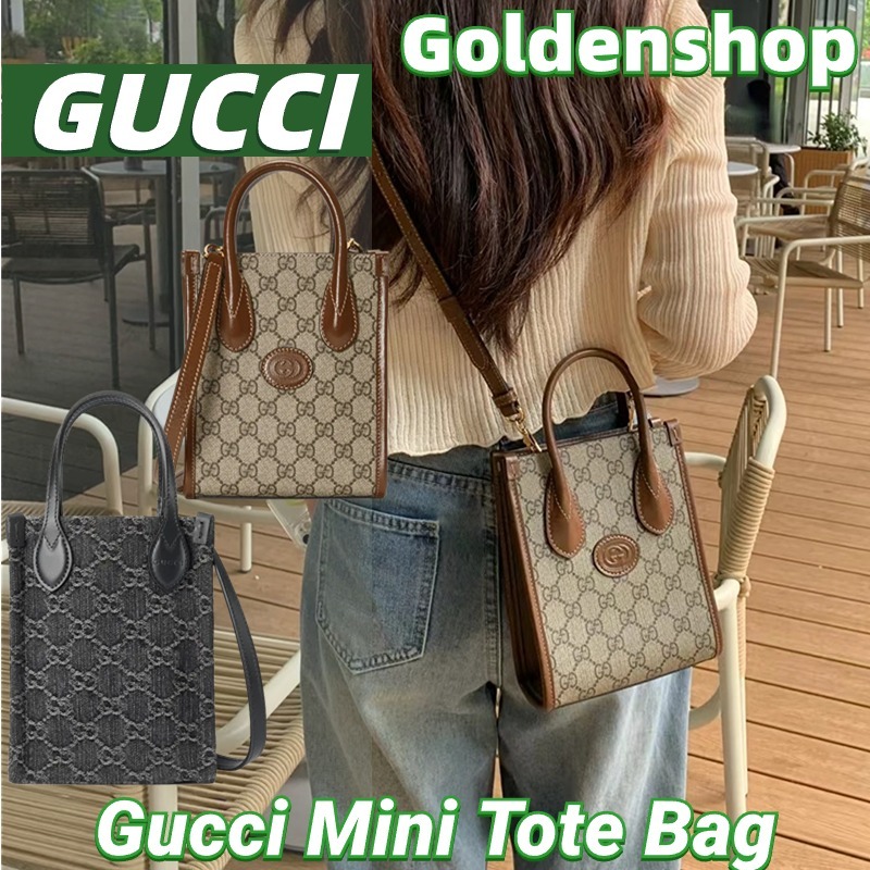 🍒กุชชี่ GUCCI Mini Tote Bag With Interlocking G🍒กระเป๋าสะพายเดี่ยว ขายร้อน