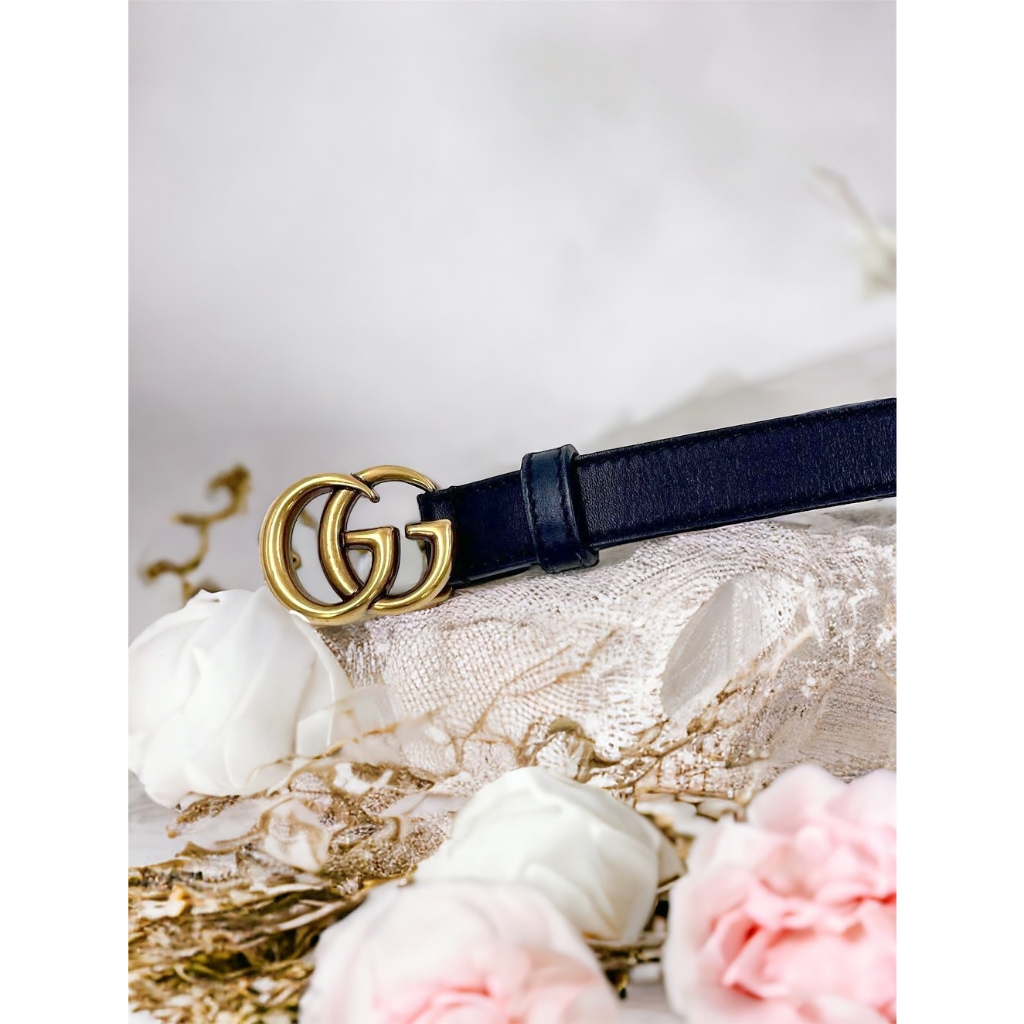 Chong Shop เข็มขัดผู้หญิง หนังวัวแท้ งานแบรนด์ (GG belt) Hiend อะไหล่ทองชุปK เกรดพรีเมี่ยม พร้อมส่ง อุปกรณ์ครบ