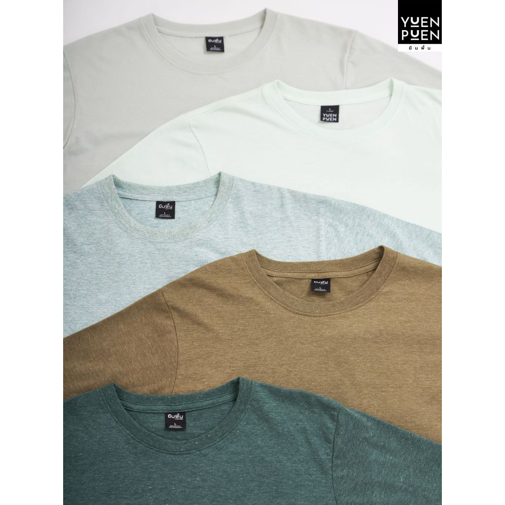 YuenPuen ยืนพื้น เซตโทนเขียว เสื้อยืดคอกลม แขนสั้น สี เขียว เขียวมะกอก เขียวท้อป เขียวมิ้น เขียวหม่น