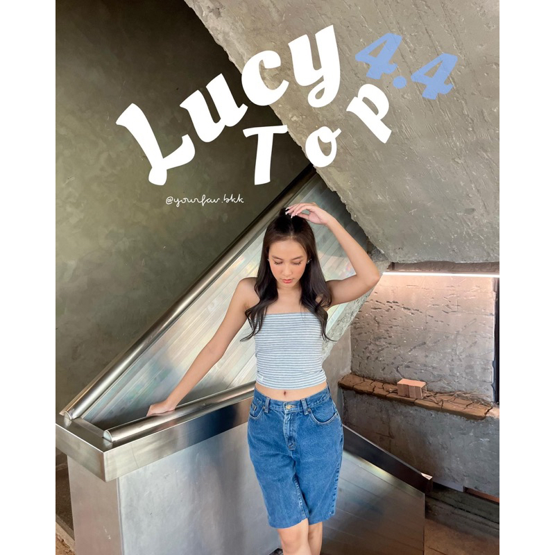 Lucy topเกาะอกลายทาง ใส่ได้2ด้าน