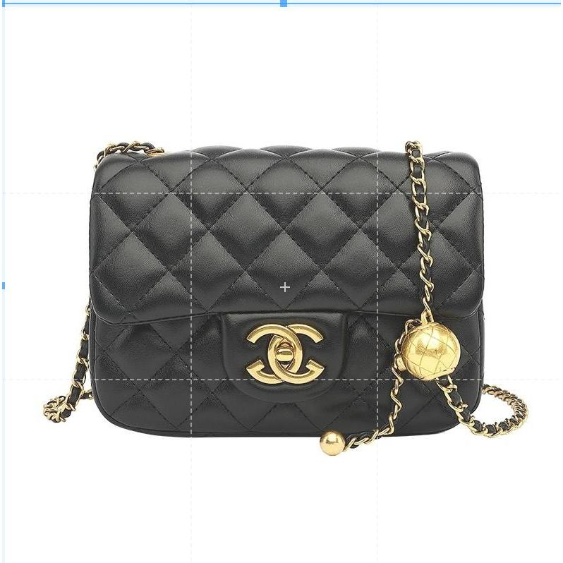 Chanel small golden ball new small fragrant wind Ringer chain bag leather shoulder crossbody bag square fat bag