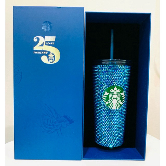 Starbucks Blue Bling Cold Cup 25TH Anniversary 16 oz.