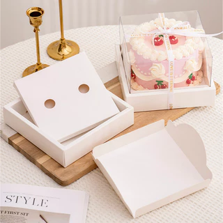กล่องเค้กปอนด์ PVC ฐานรอง 2ชั้น 15x15x11-20x20x11.8 ซม ร้านเบเกอรี่ PP14