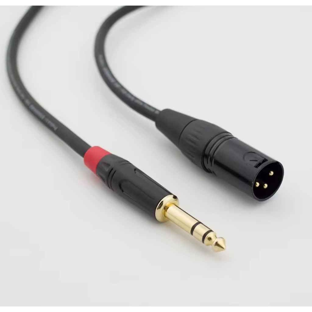 สายสัญญาณTRSเป็นXLRตัวผู้ออก6.35mmสายเชื่อมต่อสัญญาณTRSเป็นXLR สายยาว1M ตัวผู้สายไมค์ชุบทองชีลด์สองชั้นสำหรับไมโครโฟน