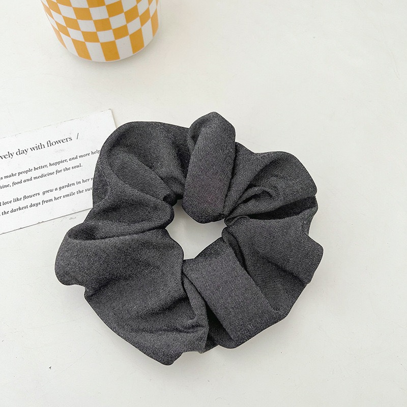 Cicishop(250/630/350)ยางรัดผมผ้ายีนส์ แต่งโบว์ ลายดอกไม้ เข้ากับทุกลุค - รูปที่ 4