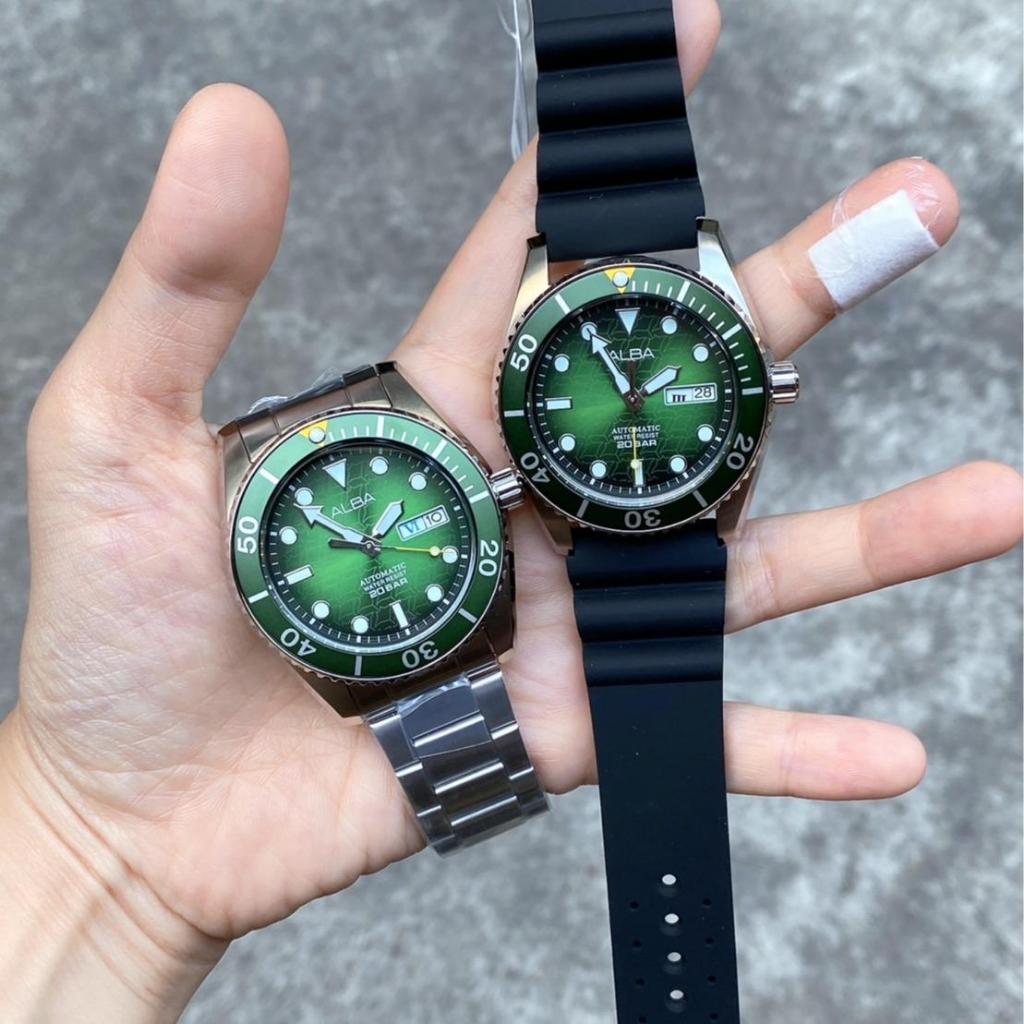 นาฬิกาข้อมือ ALBA SPORTIVE รุ่น AL4441X / AL4437X สีเขียว 43 มม. สายยางเรซิน แสตนเลสแท้ แฟชั่นผู้ชาย