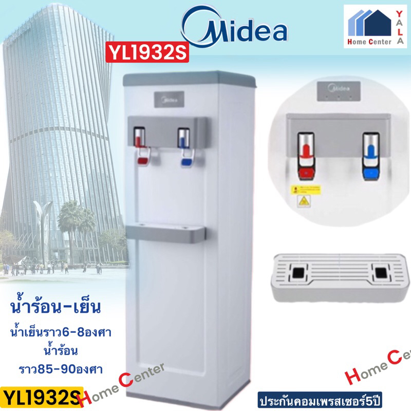 ฟรีถังน้ำ18.5ลิตร   YL1932S   YL 1932S   ตู้กดน้ำร้อน-น้ำเย็น    Midea