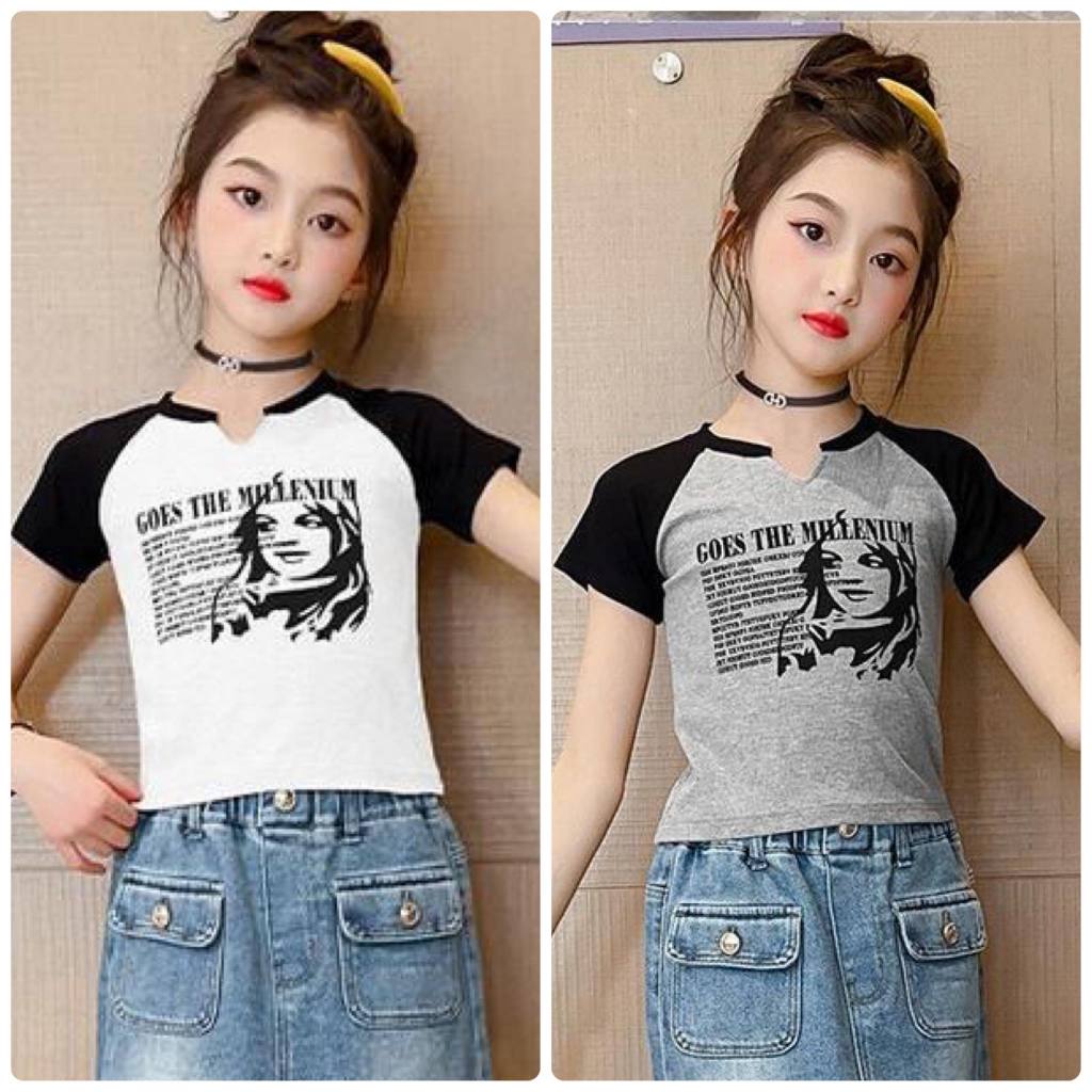 (**พร้อมส่งจากในไทย**) NO.720 เสื้อเด็กสีเทาสกรีนลาย แขนตัดสีดำ