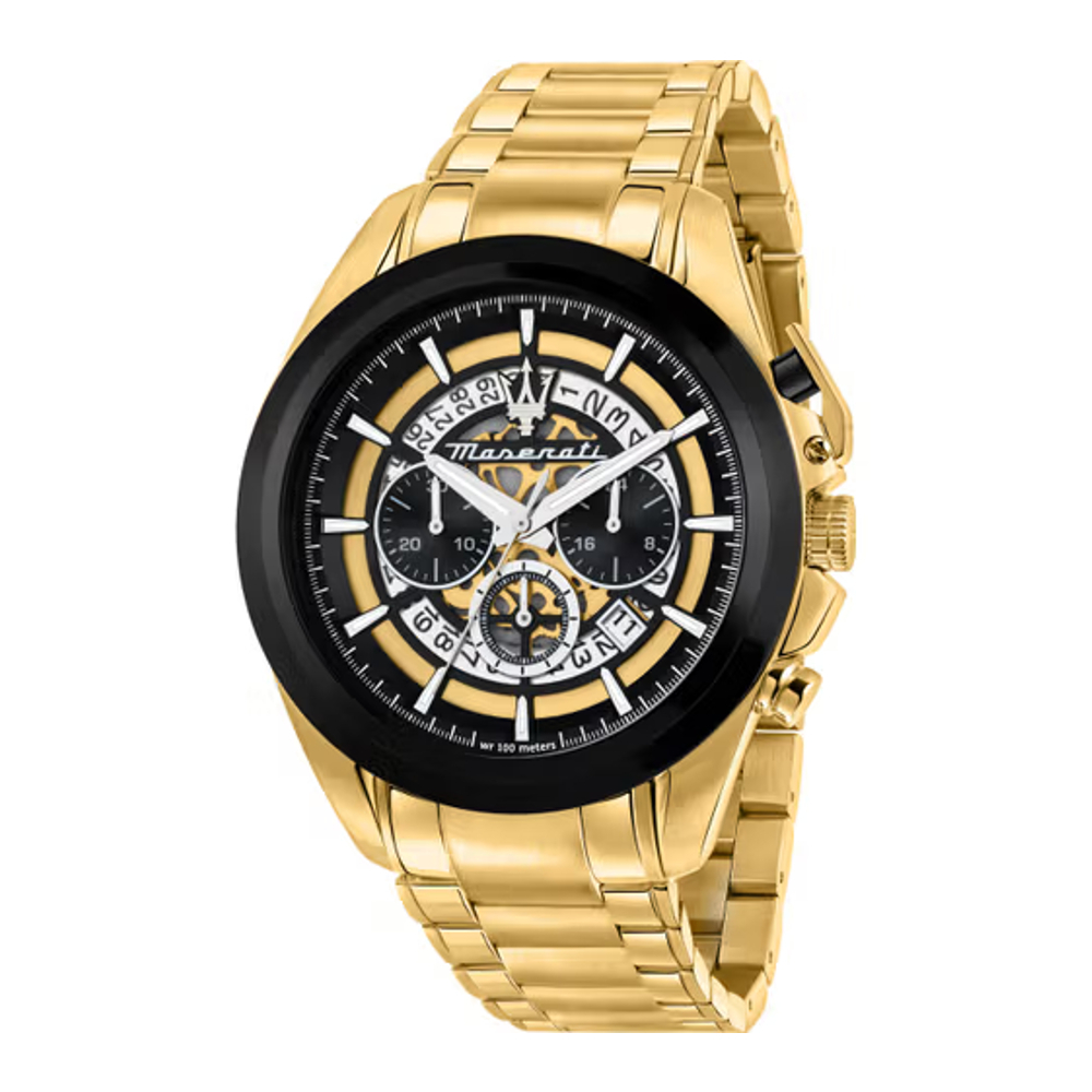 Maserati R8873612058 Traguardo Gold Steel Bracelet 45mm. นาฬิกา นาฬิกาข้อมือ นาฬิกาข้อมือผู้ชาย