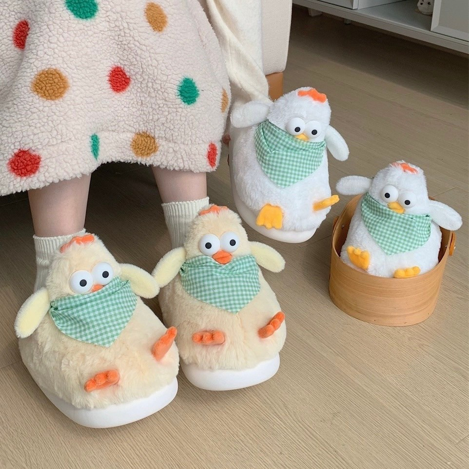 ส่งจากไทย🐔 รองเท้า ไก่ แถมผ้าพันคอ Chicky น่ารัก Slipper สลิปเปอร์ขนนุ่ม ใส่สบาย รองเท้าน่ารัก สไตล์เกาหลี 49036