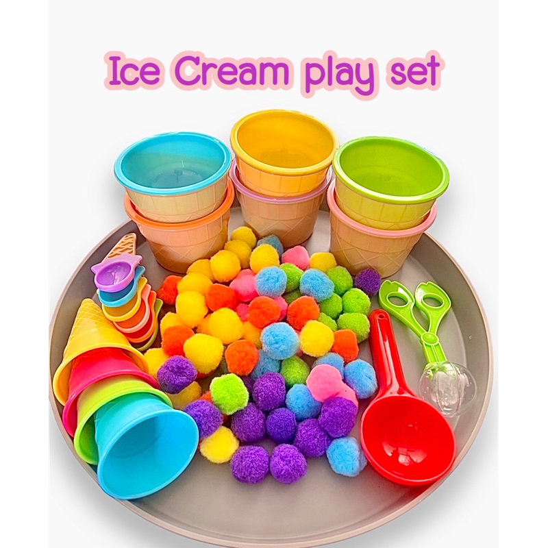 Raibow Ice cream toy Sensory play ถ้วยไอติมพร้อมช้อน ไอติมโคนพร้อมที่ตัก ของเล่นเสริมพัฒนาการ