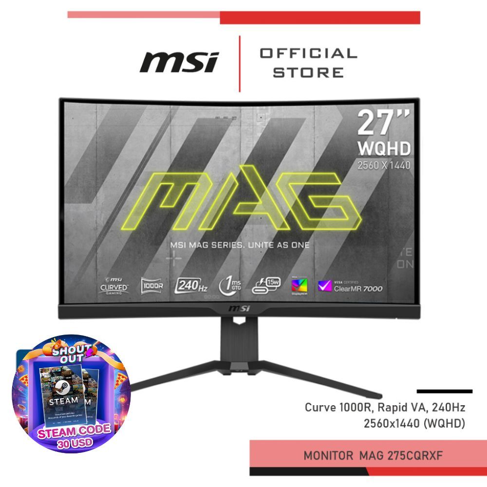 [Pre-Order] MSI Monitor MAG 275CQRXF (27นิ้ว, 240Hz, 2560x1440 (WQHD) หน้าจอคอมพิวเตอร์ มอนิเตอร์