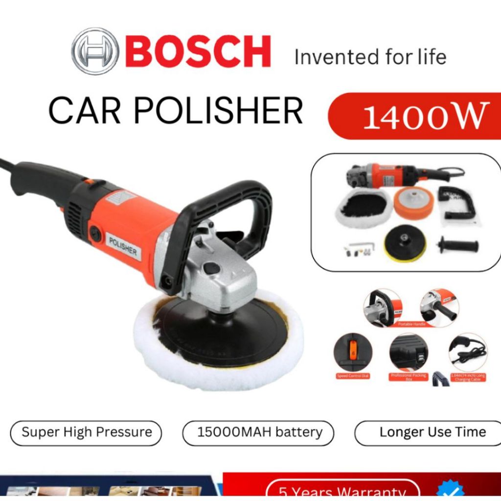 BOSCH Car Polisher 1400W 180mm เครื่องขัดสีรถยนต์ ขัดเงารถยนต์ อเนกประสงค์