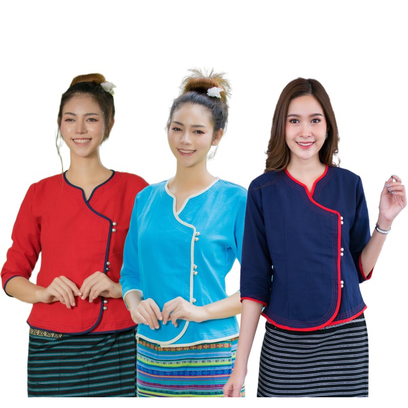 เสื้อพื้นเมืองผู้หญิงคอวีหยดน้ำ