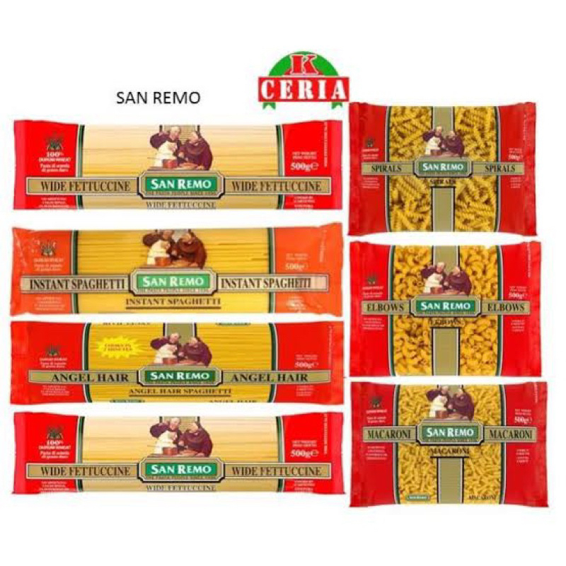 ทุกสูตร San Remo pasta / spaghetti / fusilli / small shells / egg pasta / Active / macaroni/elbrowns fl