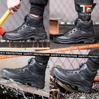 รองเท้าเซฟตี้ Tactical Boots รุ่น "TACKLE" หัวเหล็ก ปุ่มหมุนล็อค ไม่ต้องผูกเชือกรองเท้า พื้นนุ่ม ระบายอากาศดี