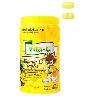 [ยกขวด 1,000 เม็ด] VITA-C วิตามินซีอม1000เม็ด VITAMIN C 25mg. (T.MAN) มี 5 รสชาติ WISH C
