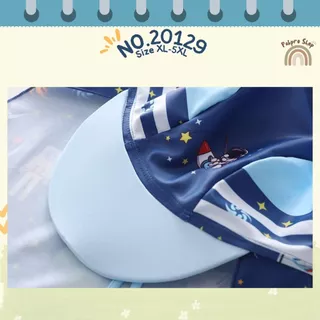Summer Story ⭐🌊ชุดว่ายน้ำเด็กผู้ชายแขนยาว ขายาว พร้อมหมวกกันแดด NO.20129 ลายน่ารักมาก ผ้ากันแสงแดดUVใส่ง่าย มีเชือกผูก
