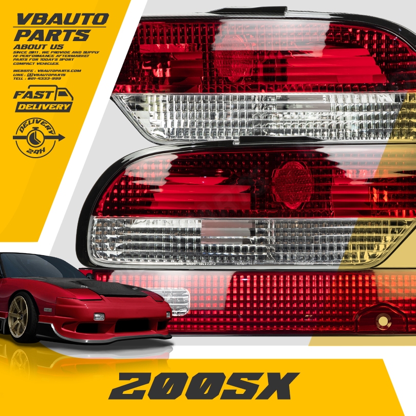 ไฟท้ายขาวแดง Nissan 180SX 200SX (โคมเพชร) #ราคาต่อชุด