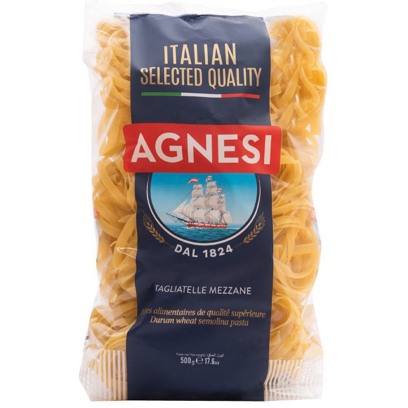 Agnesi Tagliatelle mezzane 500 g. (fl) พาสต้าเส้นแบน จากอิตาลี🇮🇹