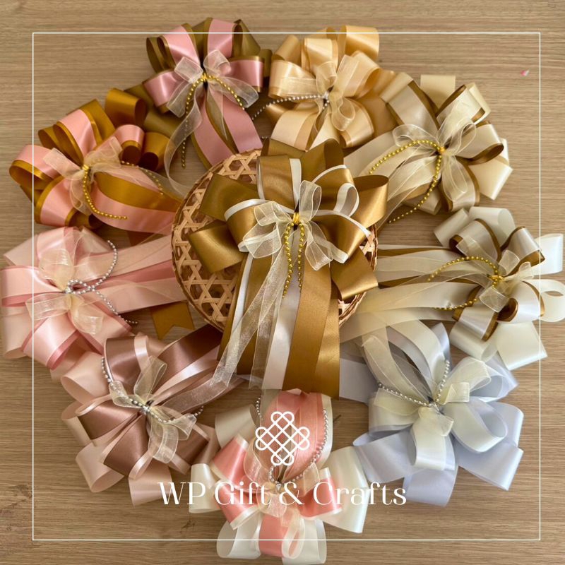 โบว์ ขนาด 5*9 และ6x11นิ้ว ผลิตตามออเดอร์  (โบว์ติดของขวัญ , โบว์ติดสังฆทาน , โบว์ติดกระเช้า , โบว์ติดตะกร้า - รูปที่ 4