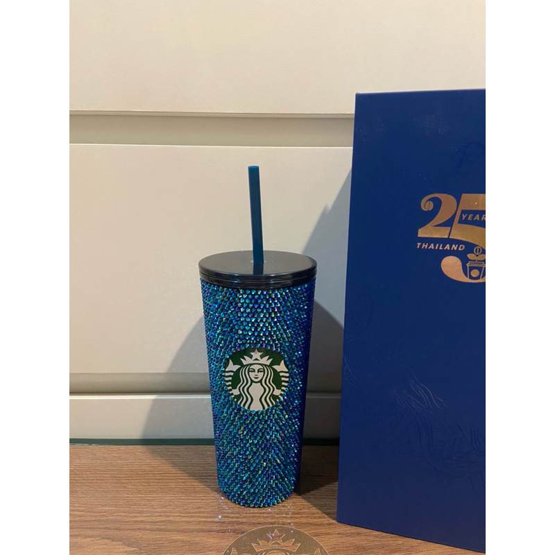 Starbucks 25th Anniversary Blue Bling Cold Cup 16 oz. ของแท้ มือ1 ไม่มีตำหนิ