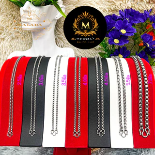 MELADA สร้อยคอสแตนเลสแท้100%สร้อยพระลายผ่าหวายสีเลส ขนาด 2.0 มิล-7.0 มิล ห้อยพระ 1 องค์ ความยาว16-36 นิ้ว