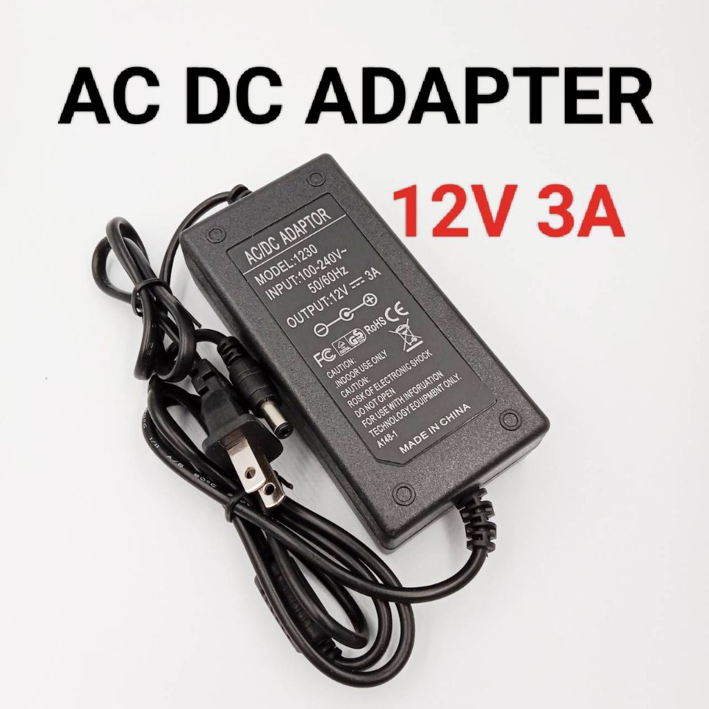Adapter 12V 3A 5.5x2.1mm อะแดปเตอร์ 12โวล์ท3แอมป์ AC/DC อะแดปเตอร์จ่ายไฟฟ้า มีไฟ LED