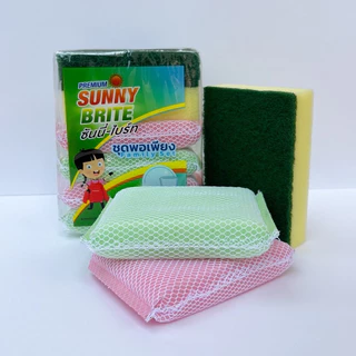 Sunny Brite Family Set ชุดพอเพียง (1 ชุด 6 ชิ้น) รหัสสินค้า 7006 ฟองน้ำตาข่าย ฟองน้ำสองประสงค์,ไบร์ท