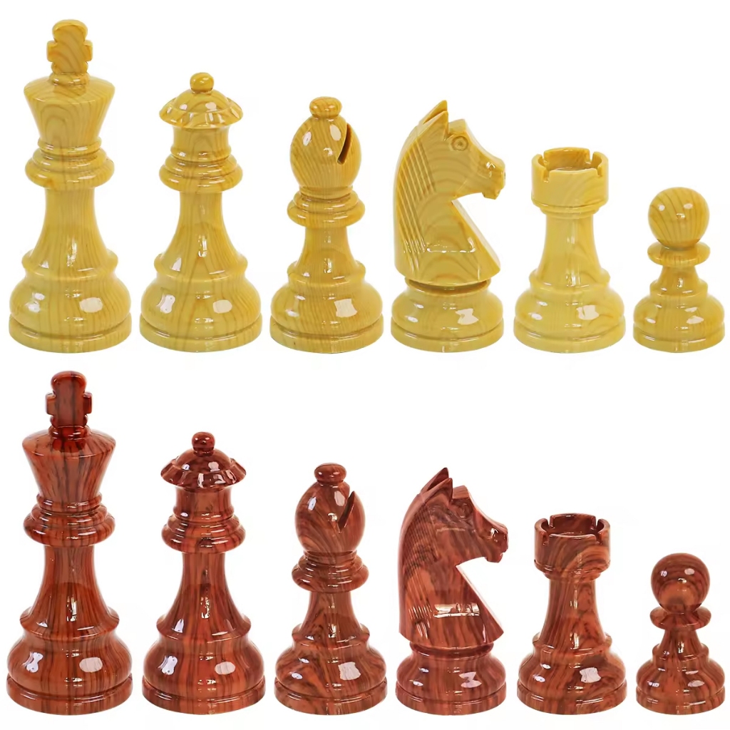 3 3/4" Polish Series Chess Pieces - Woodtek ตัวหมากรุกสากลโพหลิช(ลายไม้)