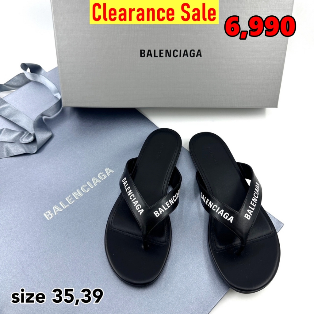 ลดหนักมาก New Balenciaga thong Sandals หนัง หูคีบ สีดำ บาเลนเซียก้า รองเท้าแตะ ของแท้ ผู้หญิง ของขวัญ แบรนด์เนม