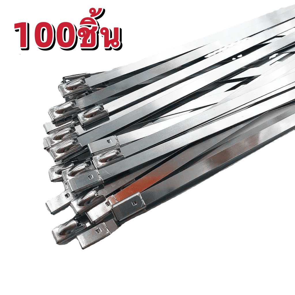 (100 ชิ้น) เคเบิ้ลไทร์ สแตนเลส 304 กว้าง 4.6มม. ยาว 150-600มม. สายรัด สายรัดของ สายรัดเคเบิ้ลไทร์ สายรัดสแตนเลส (cable T