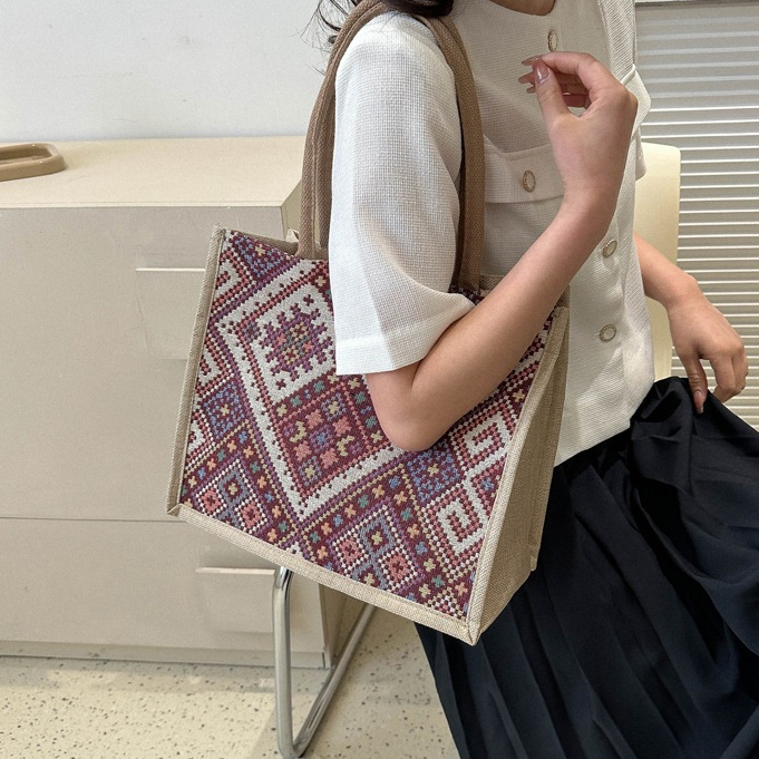 (B197#)กระเป๋าถือ กระเป๋าสะพายไหล่ ผ้าแคนวาส ขนาดใหญ่  แฟชั่นสําหรับสตรี - รูปที่ 4