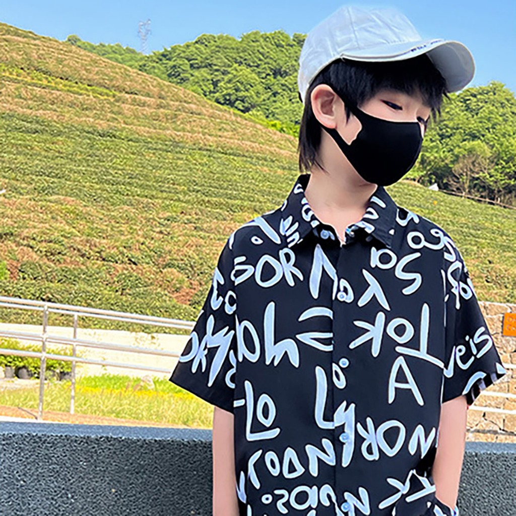 Beryl kids🌸ชุดเซ็ทเด็ก แฟชั่น🎀เสื้อแขนสั้นพิมพ์ลายตัวอักษร กางเกงขาสั้น ชุดชายหาด หล่อๆ ใส่สบาย ฤดูร้อน รูปที่ 3