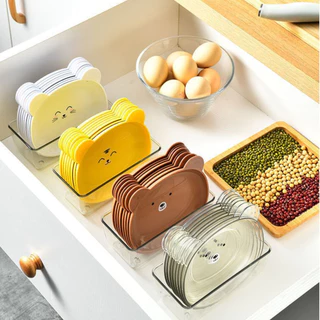 จานน้องหมี (set 8 ชิ้น) พร้อมที่เก็บ สุดน่ารัก จานอาหาร เซ็ตสุดคุ้มจานใส่ขนม (ขนาด 15 cm.)
